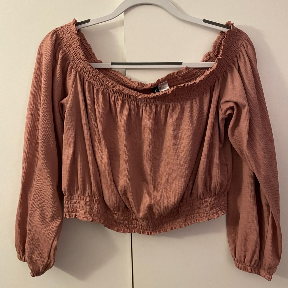 Pink H&M off the shoulder crop top